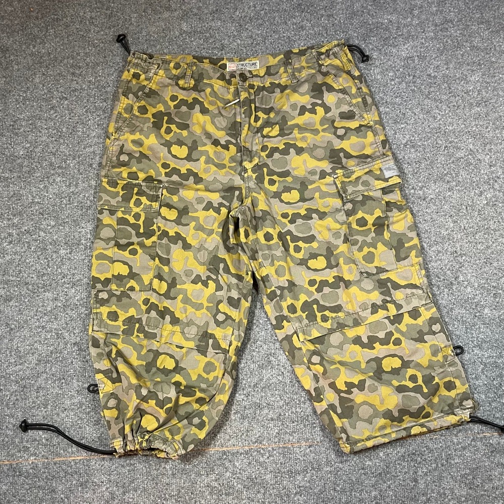 Y2K Structure Cargo Pant Large Desert Camo 35x19 Capri Adjustable Utility US M20